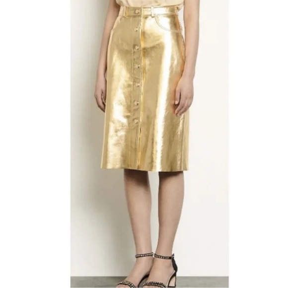 Sandro Gold Leather Skirt